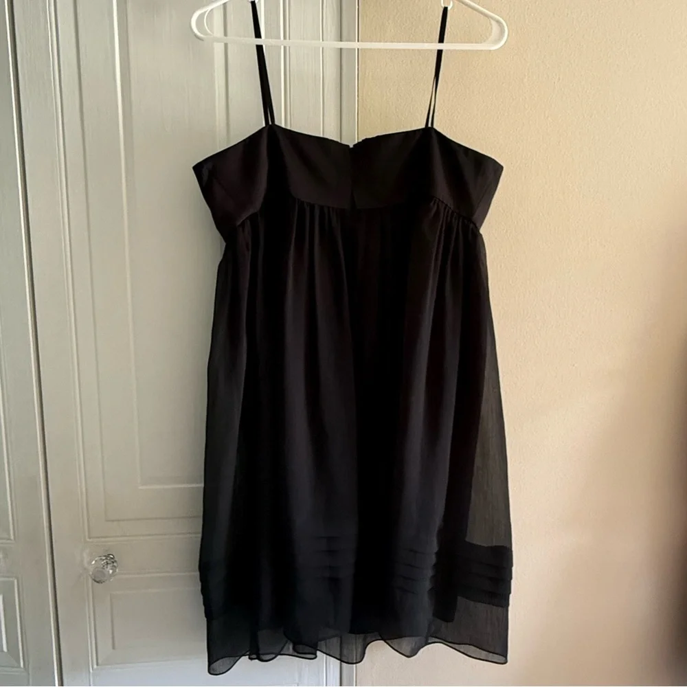 Nordstrom Max and Cleo Cocktail dress size 12 Black Ruched Floral Chiffon‎
